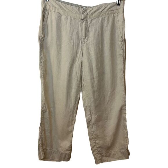 Vtg Y2K Old Navy 100% Linen Just Below Waist  Cream Cropped Pants Capris Sz 10 - Picture 1 of 6